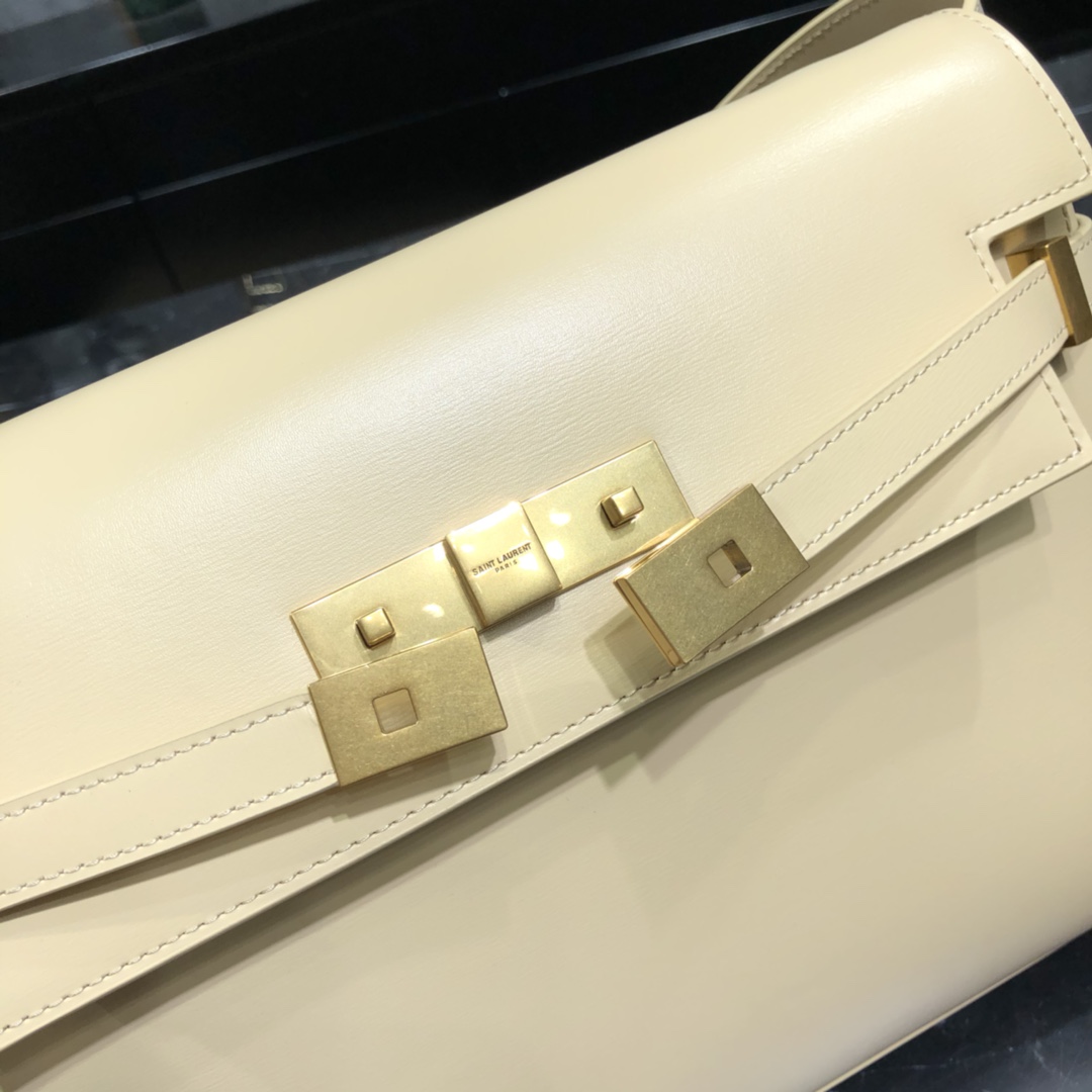 Saint Laurent Manhattan Box Calfskin Shoulder Bag Beige 579271 